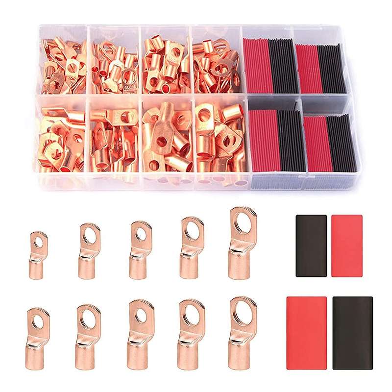 Copper Wire Terminal Connectors, Awg 2 4 6 8 10 12 Ring Lug Kit