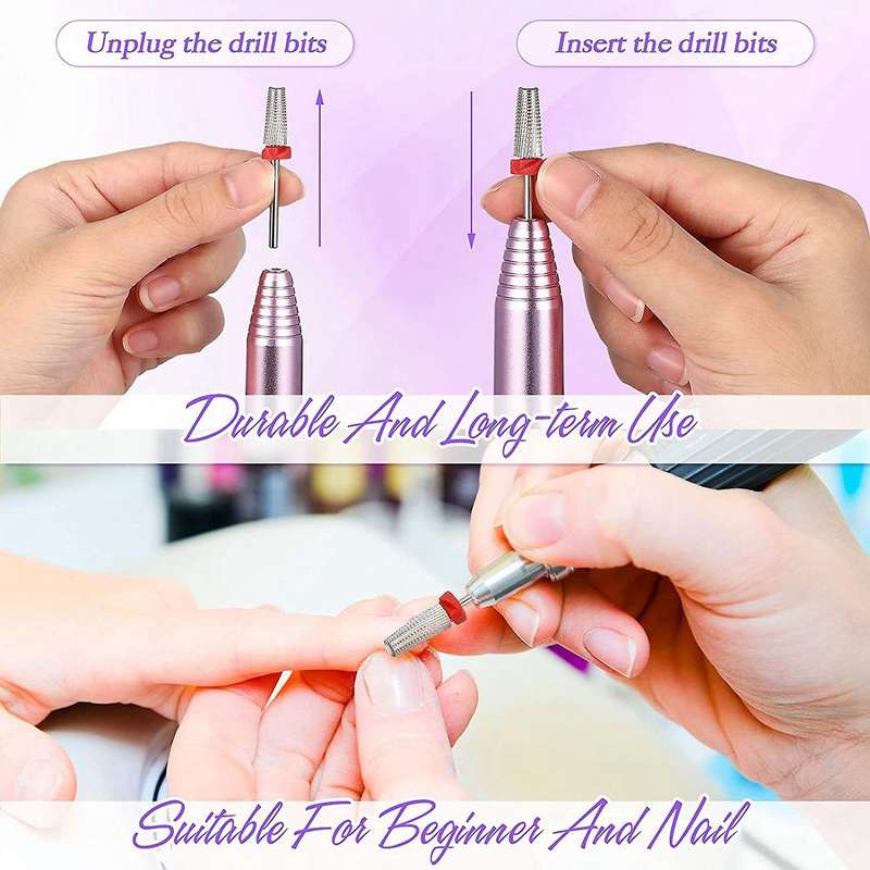 3 Pieces Nail Carbide 5 In 1 Bit Carbide Nail Drill Bit for Both Left