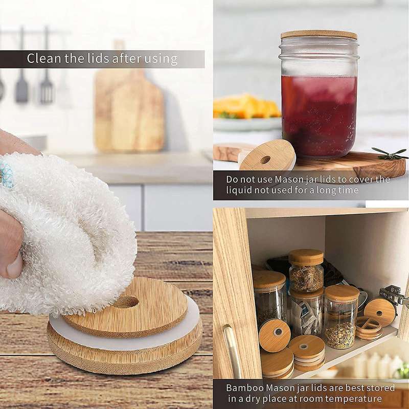 4 Pcs Mason Jar Lids,reusable Bamboo Lids,mason Jar Cover