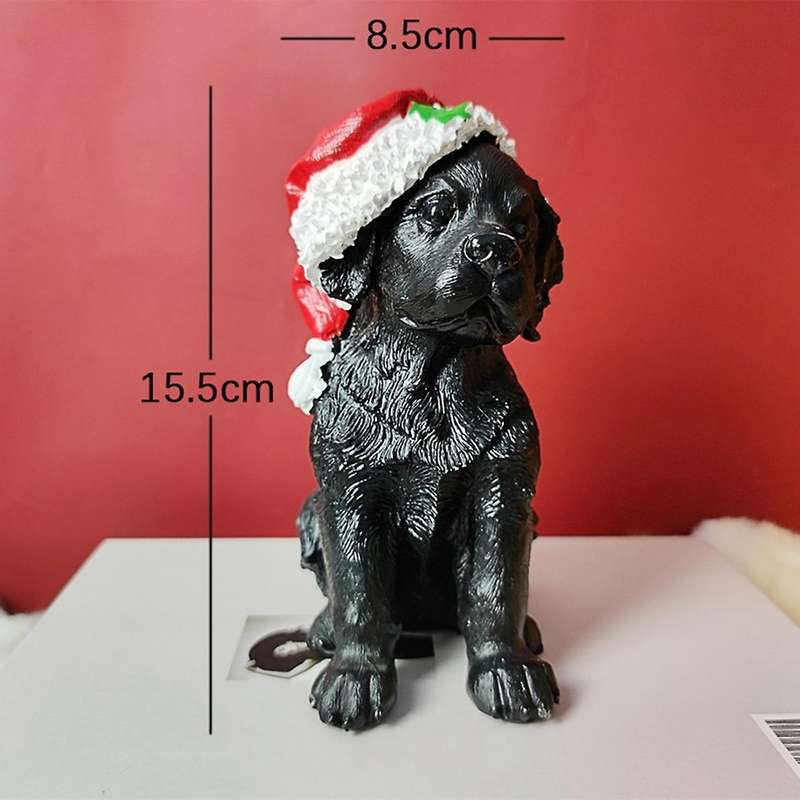Resin Crafts with Christmas Ball Hat Dog Ornaments A