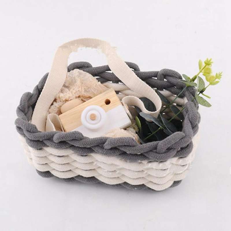 Handmade Cotton Rope Storage Basket Soft-covered Storage Basket(a)