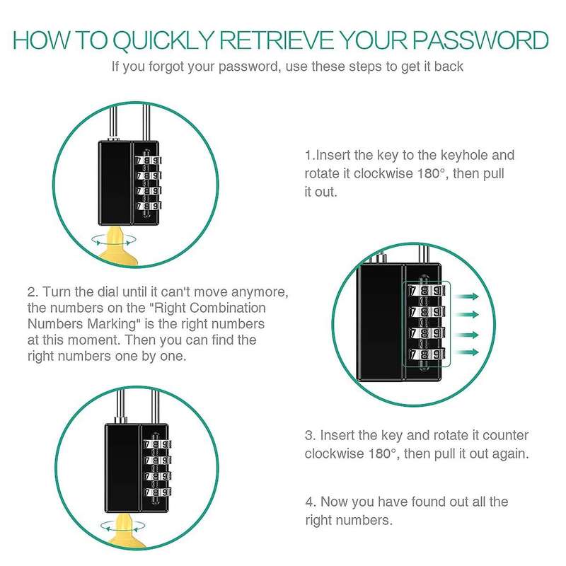 4 Digit Padlock, 2 Pack Combination Lock with 2 Key for Gym Locker