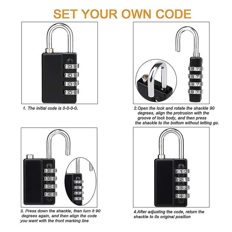 4 Digit Padlock, 2 Pack Combination Lock with 2 Key for Gym Locker