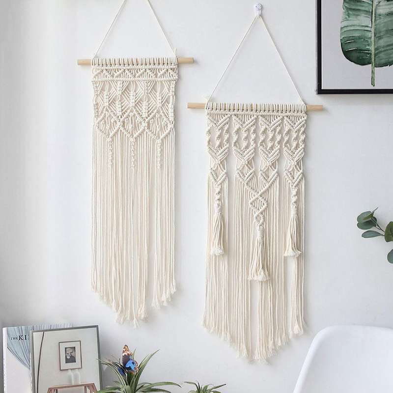 Macrame Boho Tapestry Wall Hanging Hand-woven Dorm Room Decoration, A