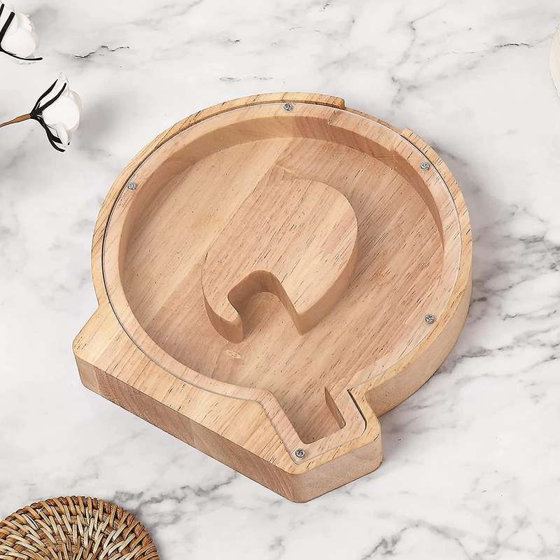 Wooden Personalized Piggy Bank Toy Alphabet for Kids (alphabet-q)