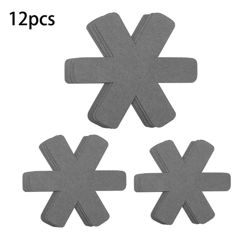 24pcs 3 Different Sizes Pan Pot Protectors, for Separating(gray)
