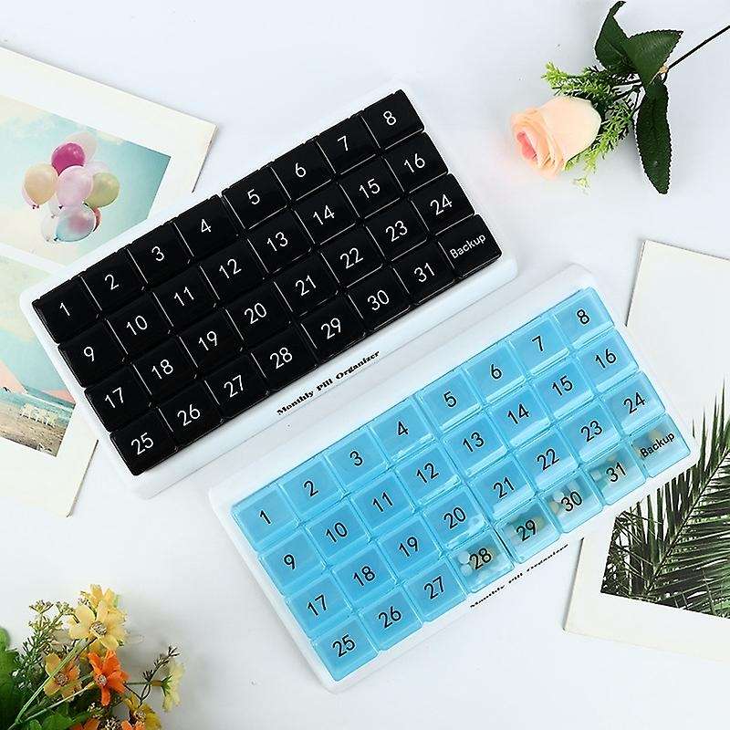 Monthly Pill Organizer 31 Compartments, Pill Organizer,blue
