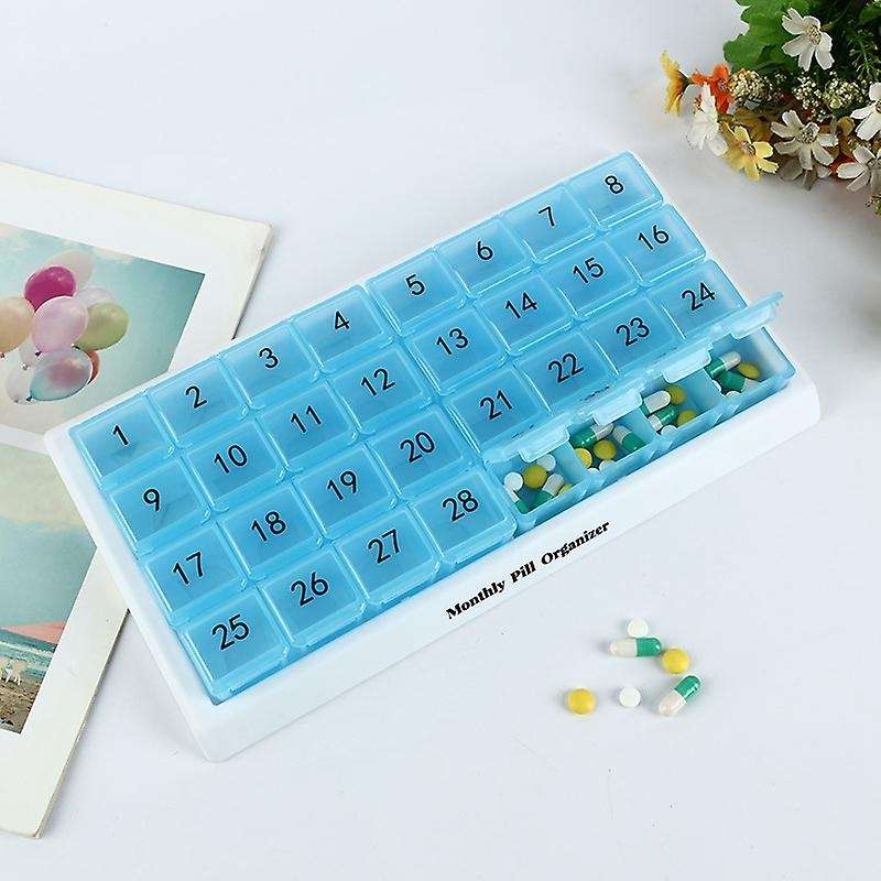 Monthly Pill Organizer 31 Compartments, Pill Organizer,blue