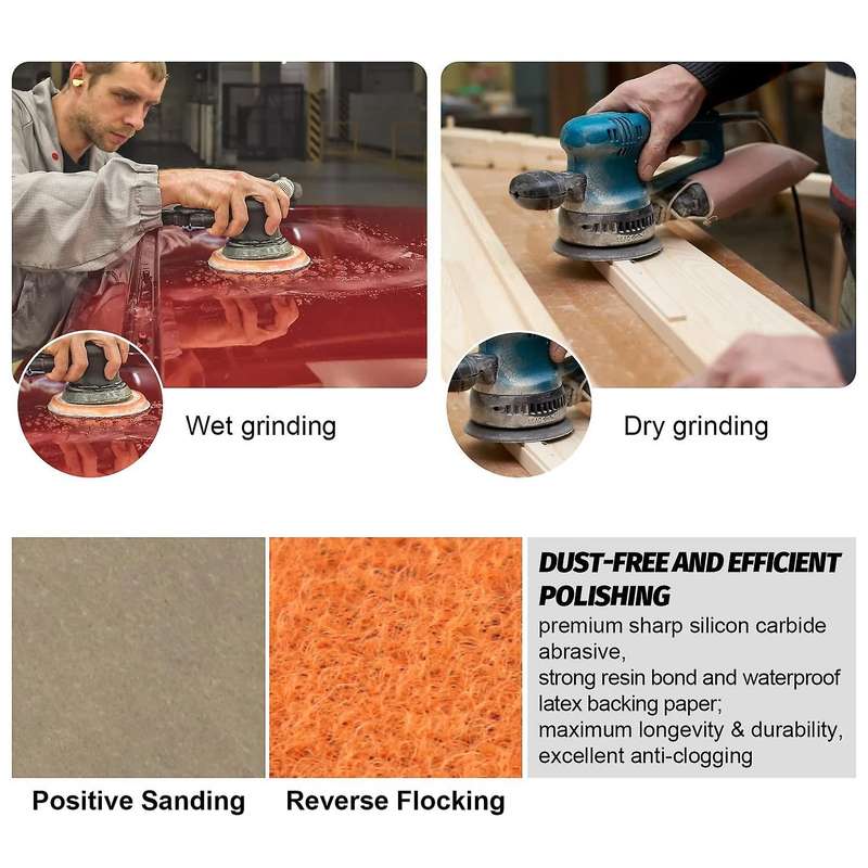 8 Hole Silicon Carbide Sandpaper with Pad for Sanding Grinder