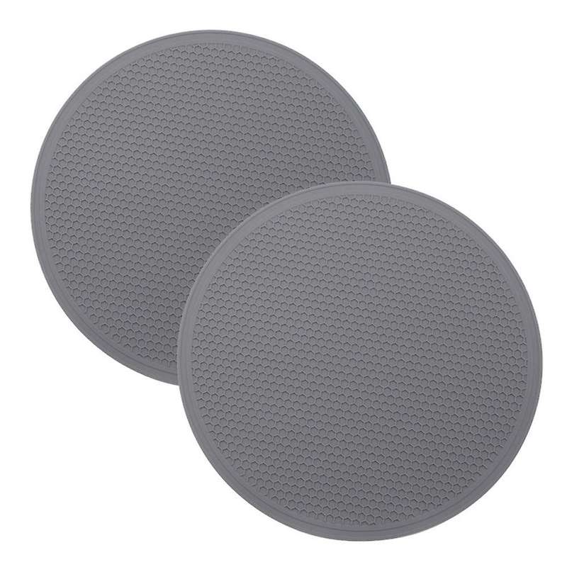 2pcs Round Insulation Silicone Mats Non-slip Heat(light Gray)