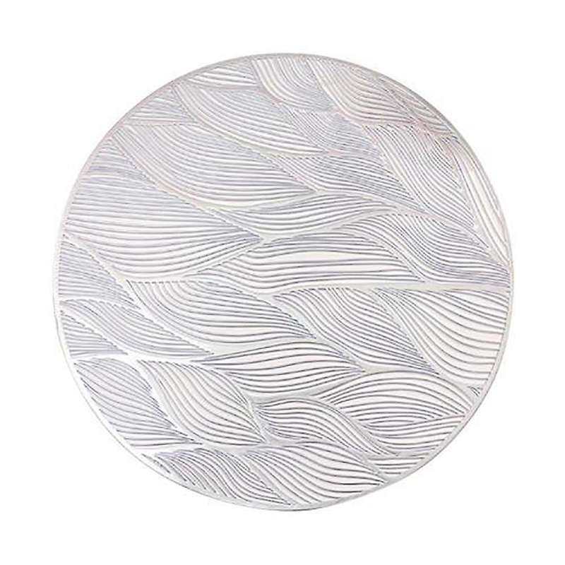 6pcs Kitchen Decor Placemats Pvc Round Placemat Anti-scratch -silver