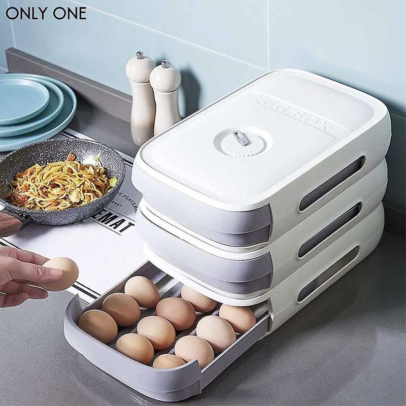 Plastic Egg Container, Egg Storage Box, Fridge Egg Drawers