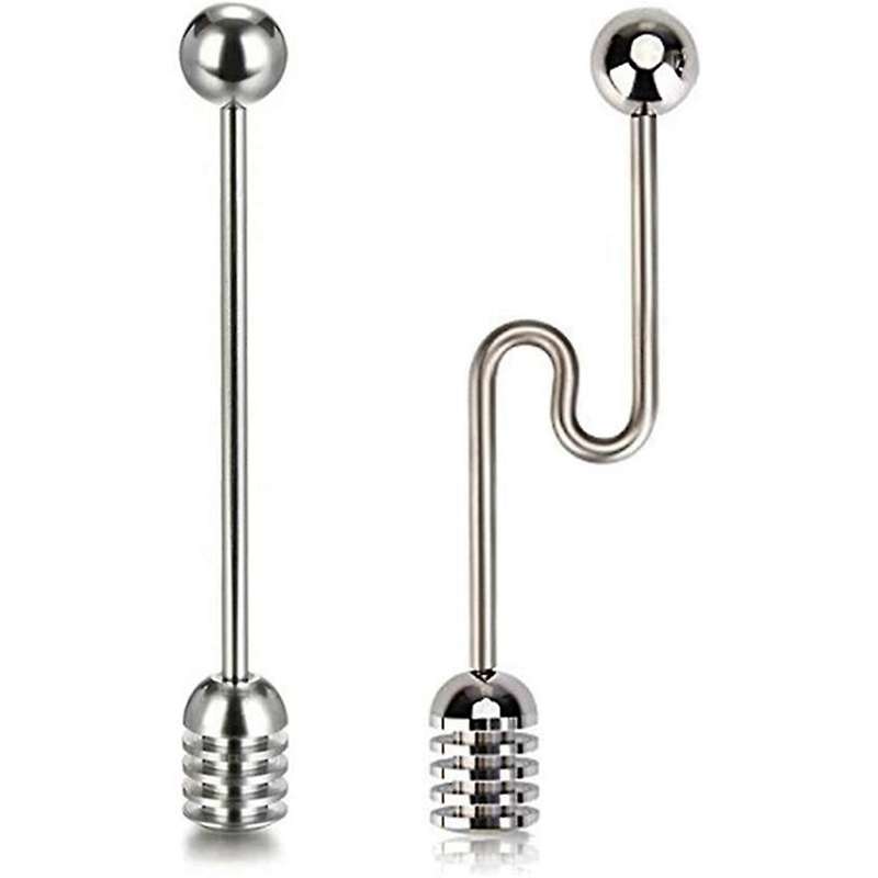 2 Pcs Straight and Curved Honey Spoon for Honey Pot Jar Containers