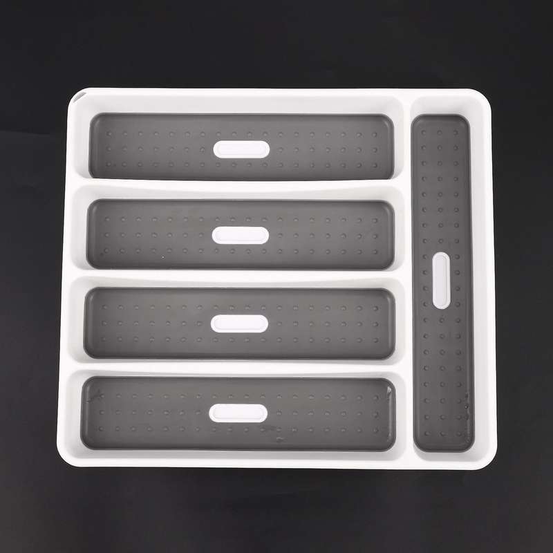 Large Gray Container 5 Compartments Storage Box for Tableware
