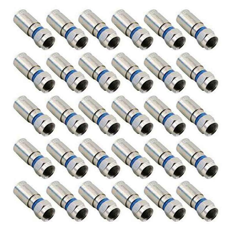 30pcs Rg6 F Connector Coaxial Cable Adapter Plug for Satellite