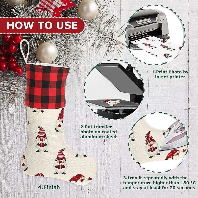 3 Pieces Sublimation Burlap Christmas Stockings for Xmas Tree Craft