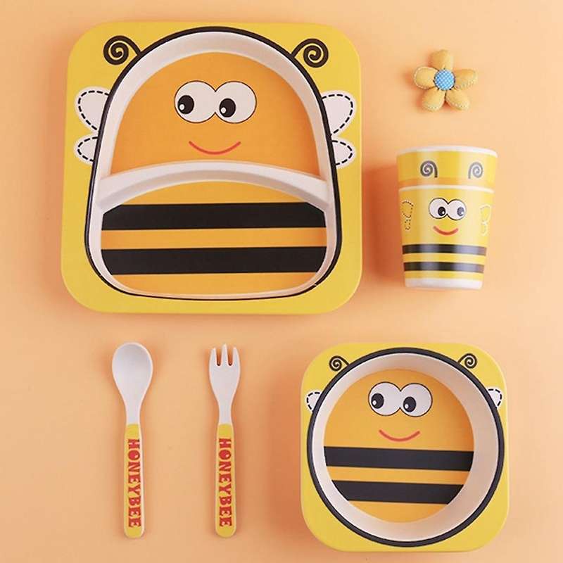 5pcs Baby Bamboo Bowl Baby Feeding Tableware New Year Gift Bowl Set,f
