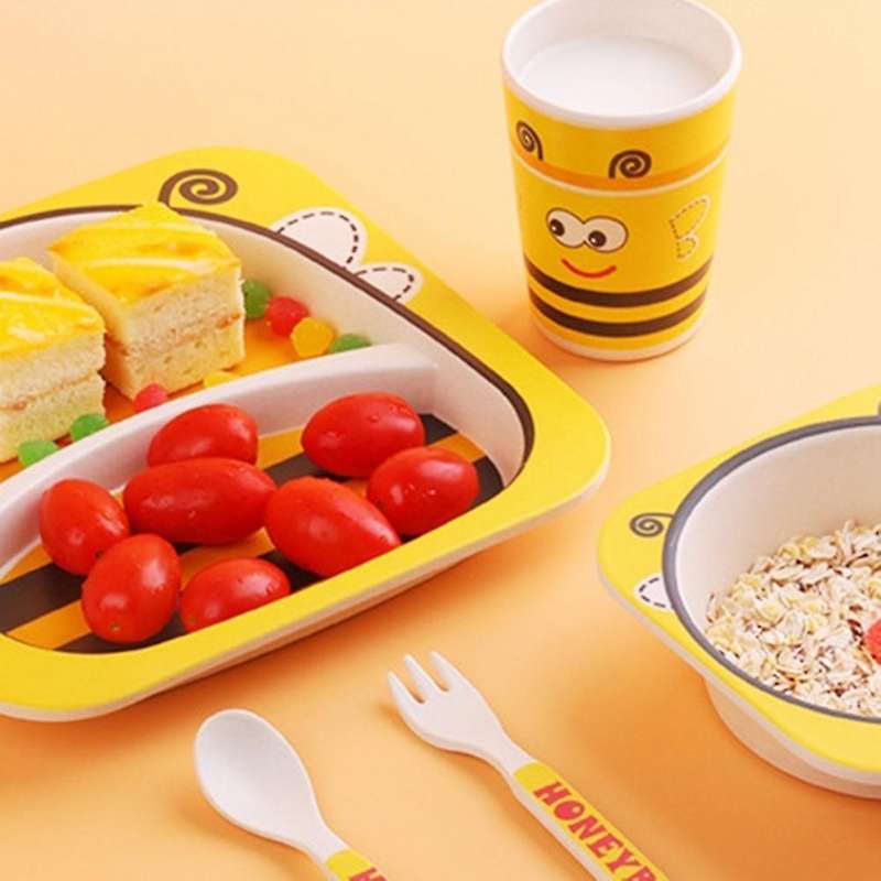 5pcs Baby Bamboo Bowl Baby Feeding Tableware New Year Gift Bowl Set,f