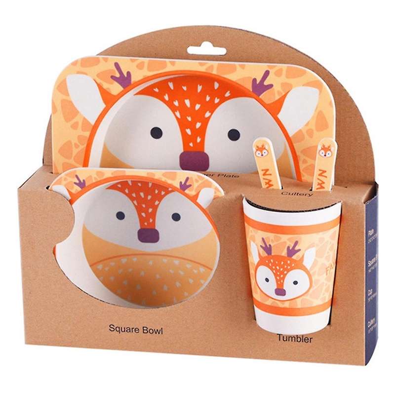 5pcs Baby Bamboo Bowl Baby Feeding Tableware New Year Gift Bowl Set,m