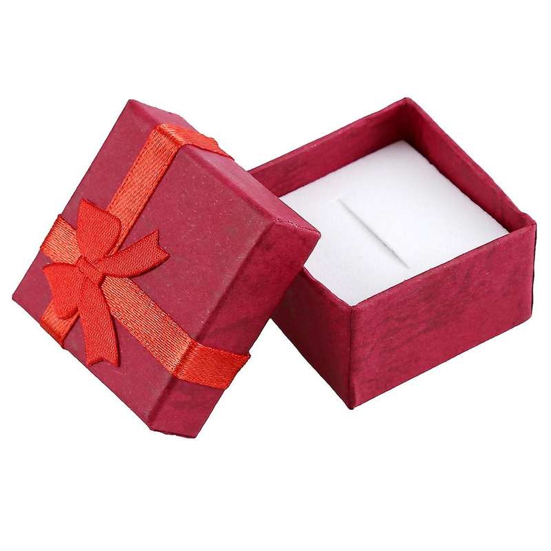 24 Pcs Ring Earring Jewelry Display Gift Box Bowknot Square Red