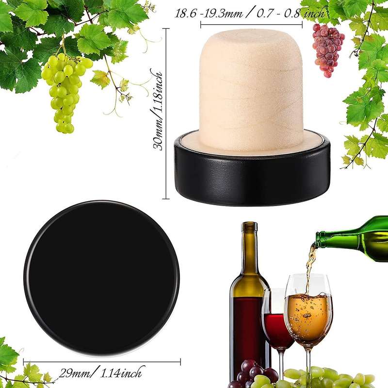 36pcs T-shaped Wine Cork Bottle Stopper for Wine Beer Bottles (black)