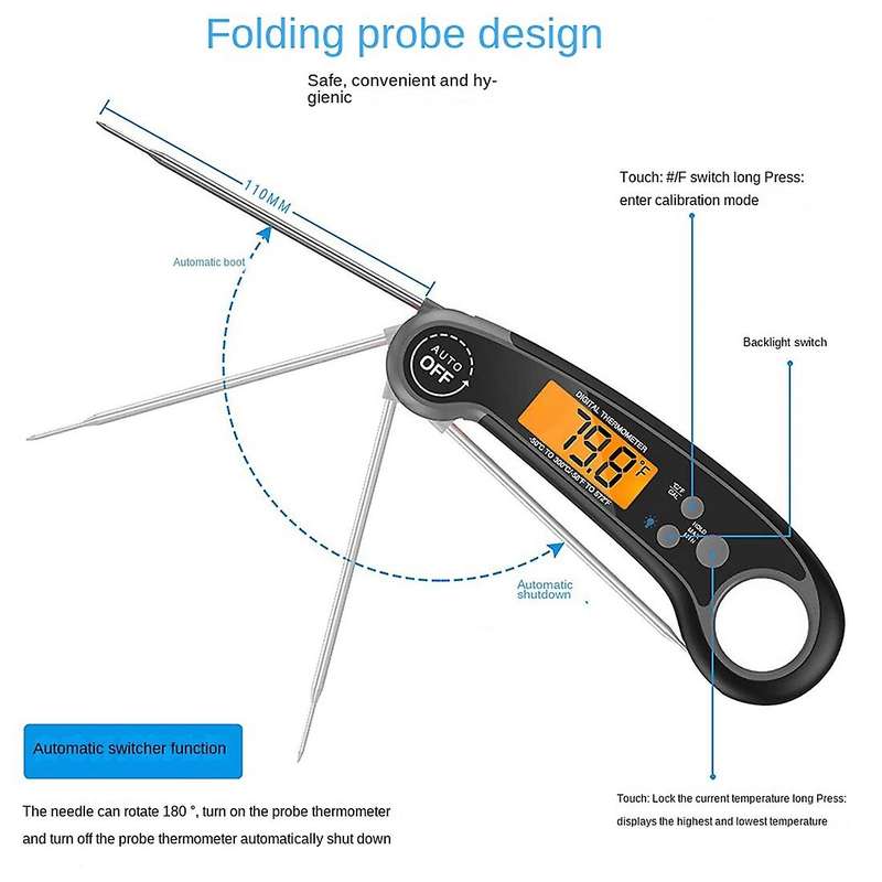 Instant Read Meat Thermometer Best Waterproof Ultra Fast Digital