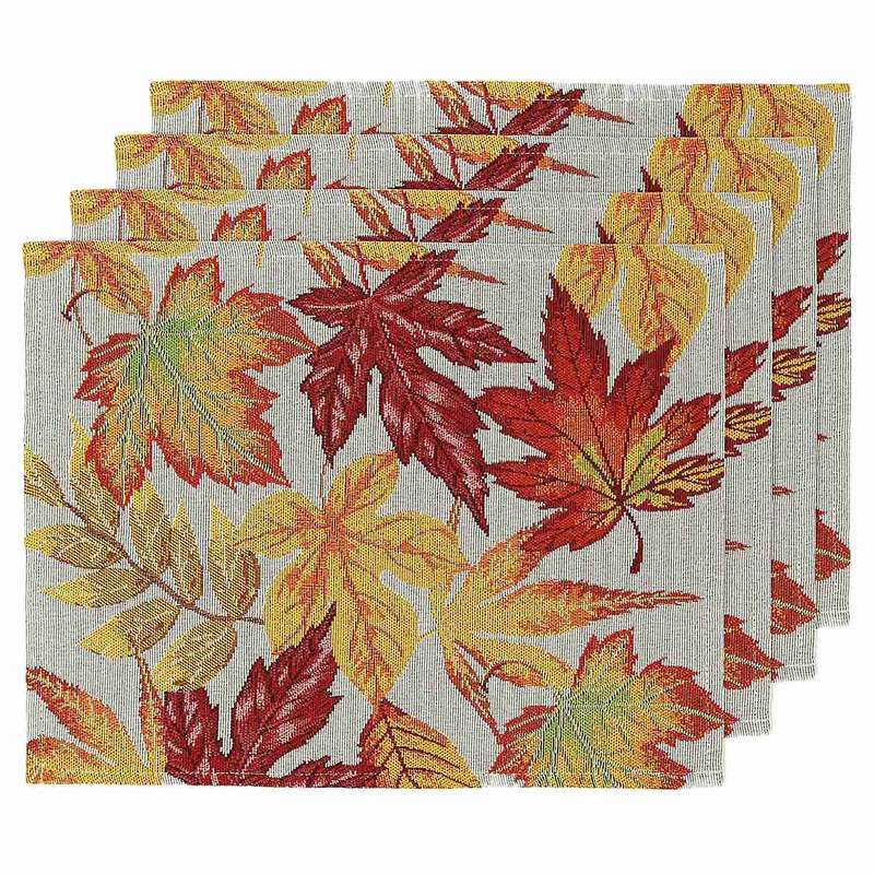 4pcs Woven Placemats for Dining Table,maple Leaf Placemats (33x45cm)