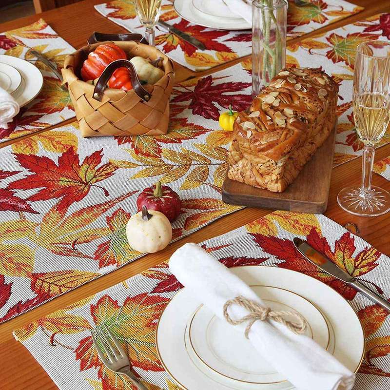 4pcs Woven Placemats for Dining Table,maple Leaf Placemats (33x45cm)