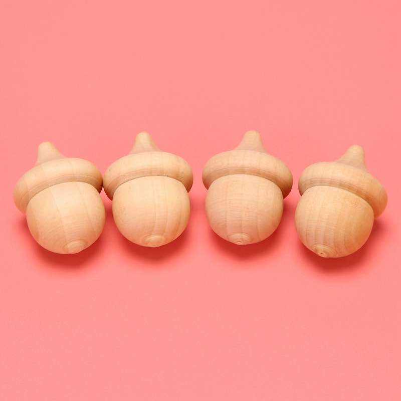 Wooden Acorn Crafts for Kid Painting Home Decoration