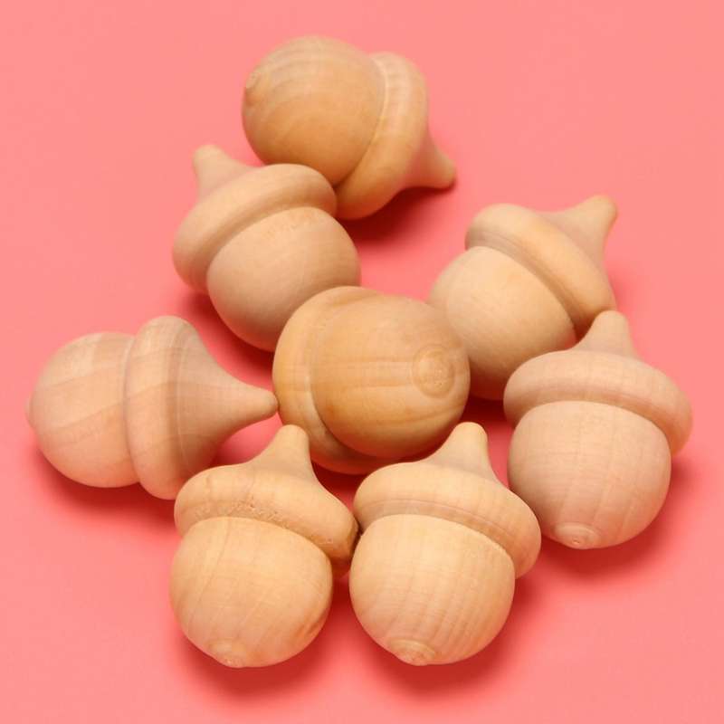 Wooden Acorn Crafts for Kid Painting Home Decoration