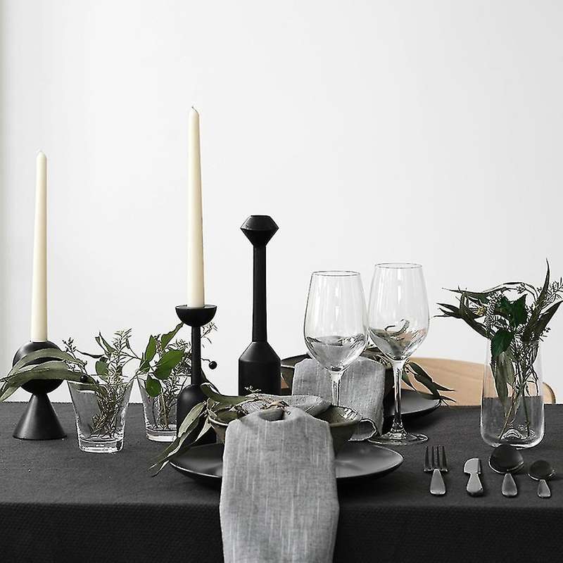 Wooden Candle Holder Black Simple Modern Creative Art Candlestick,b