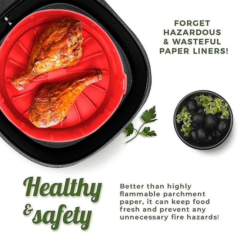 Air Fryer Silicone Pot, with Removable Base,accessories Red 7.5inch