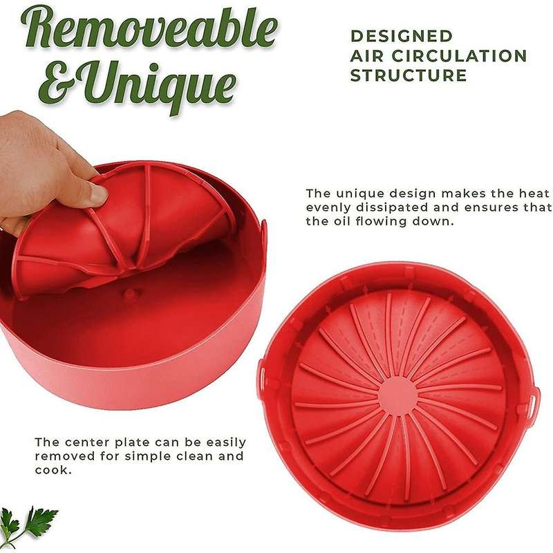 Air Fryer Silicone Pot, with Removable Base,accessories Red 7.5inch