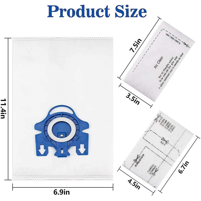 10 Packs 3d Airclean Bags for Miele Gn Vacuum Bag with Filters