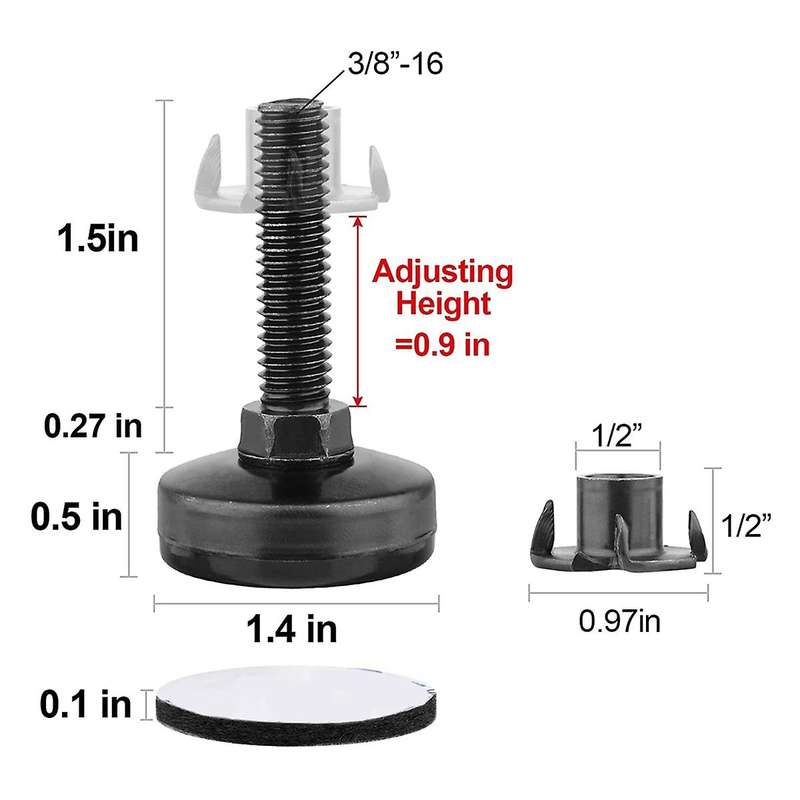 8pcs Furniture Levelers Adjustable for Cabinets Tables Chairs Raiser