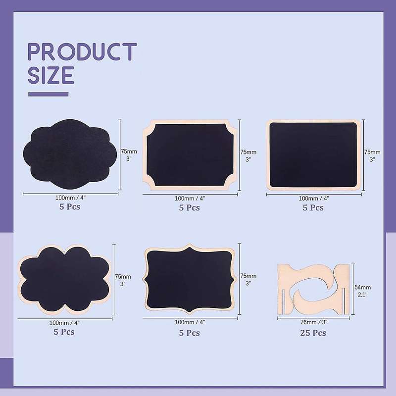 30pcs Mini Chalkboard Sign Food Labels for Party Buffet, (5 Designs)