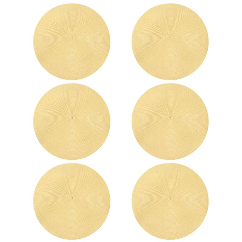 Indoor & Outdoor Round Woven Placemat, Set Of 6 Everyday Use 15 Inch