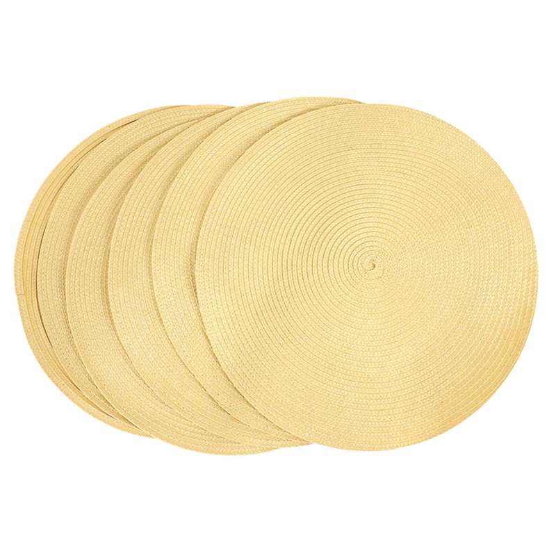 Indoor & Outdoor Round Woven Placemat, Set Of 6 Everyday Use 15 Inch
