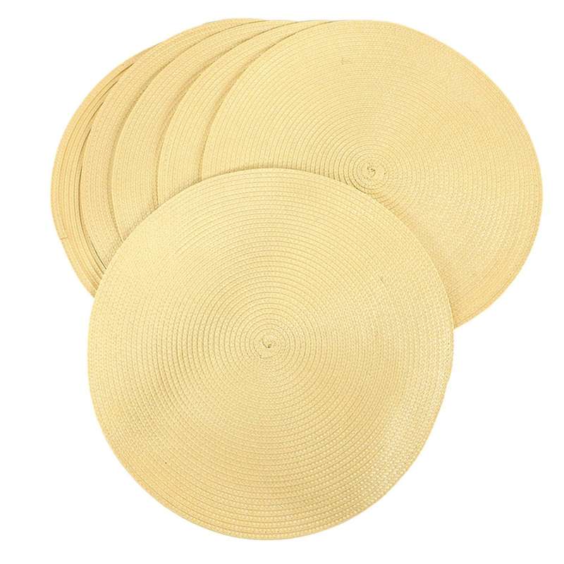 Indoor & Outdoor Round Woven Placemat, Set Of 6 Everyday Use 15 Inch