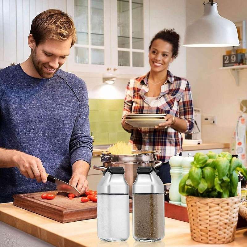 Glass Salt and Pepper Shakers with Lid, for Kitchen, Container