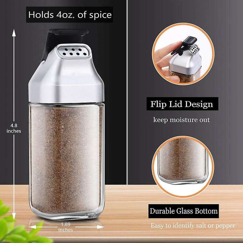 Glass Salt and Pepper Shakers with Lid, for Kitchen, Container