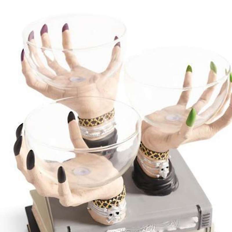 Halloween Candle Holders Decor Skeleton Hand Candle Holder(black)