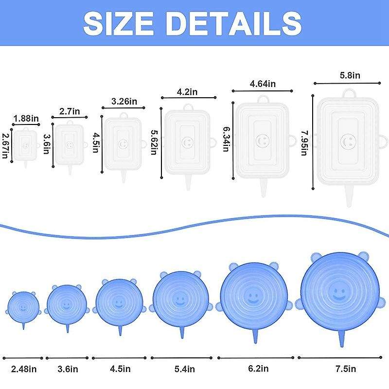 12 Pack Silicone Stretch Lids, Silicone Lids Food Covers, for Bowls