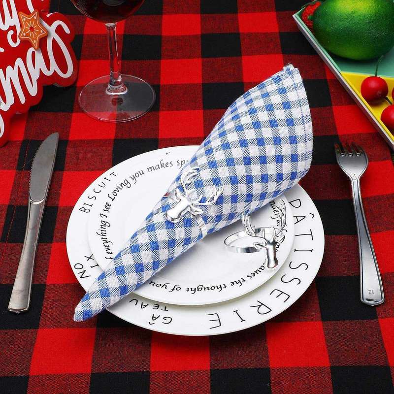 Deer Napkin Rings Retro for Christmas Party Decoration (silver,12pcs)
