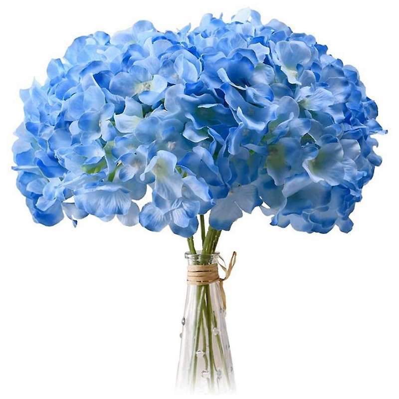 Light Blue Hydrangea Silk Flowers Heads Pack Of 20 Full Hydrangea