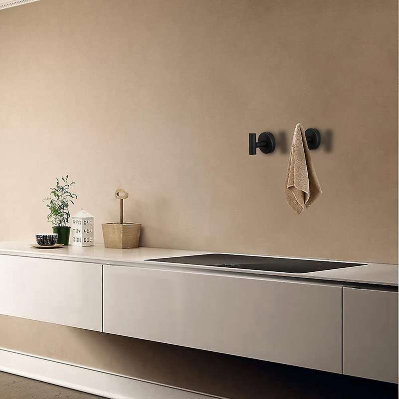 Bathroom Black Towel Hooks Stainless Steel Hooks for Kitchen Bathroom