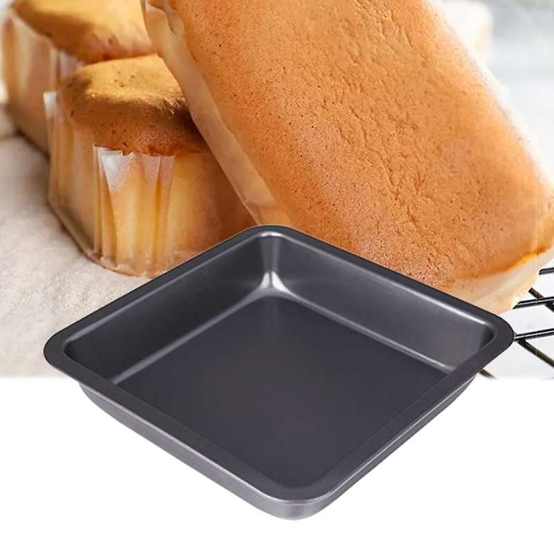 2pcs Carbon Steel Square Cake Mold Baking Pan Non-stick (gold)