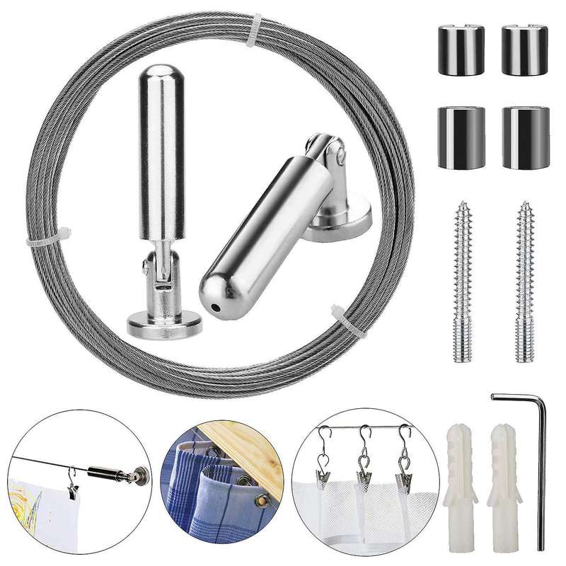 Wall Mount Curtain Wire Rod Set for Art Display