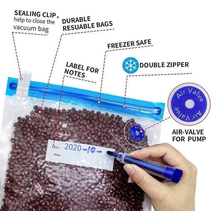 Sous Vide Bags 20 Pack Reusable, 1 Hand Pump,3 Size Sealed Bag,4 Clip