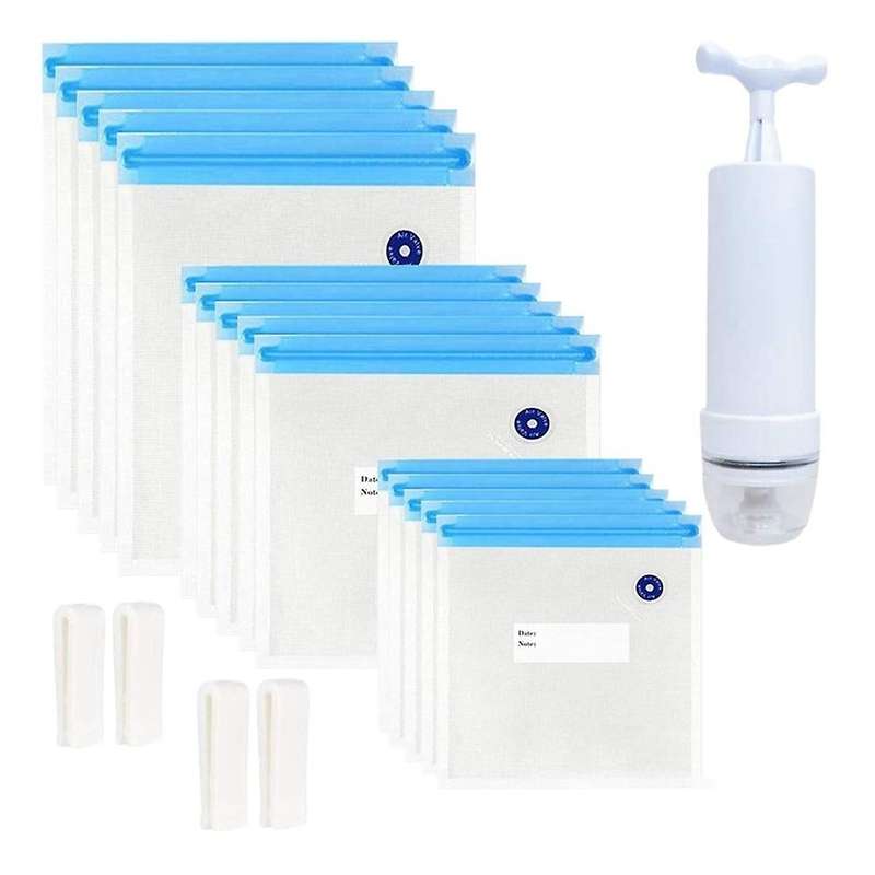Sous Vide Bags 20 Pack Reusable, 1 Hand Pump,3 Size Sealed Bag,4 Clip